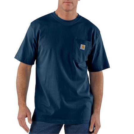 Carhartt Short Sleeve Pocket T-Shirt, 0.675 lb Navy, Large K87-NVYLREG